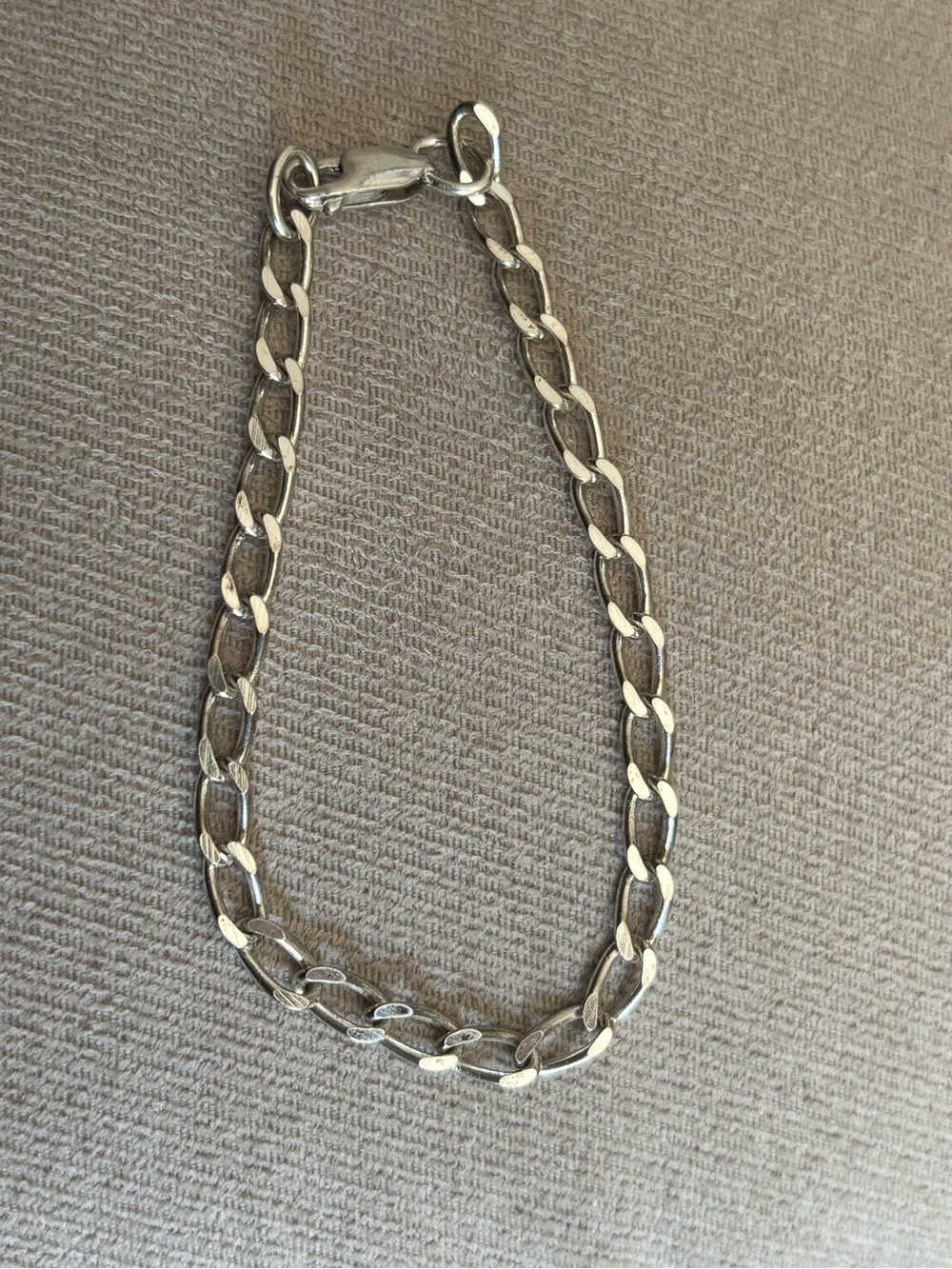 Sterling Silver Men's Figaro Chain Bracelet - Silver 925
